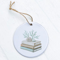 Coastal Book Stack - Ornament
