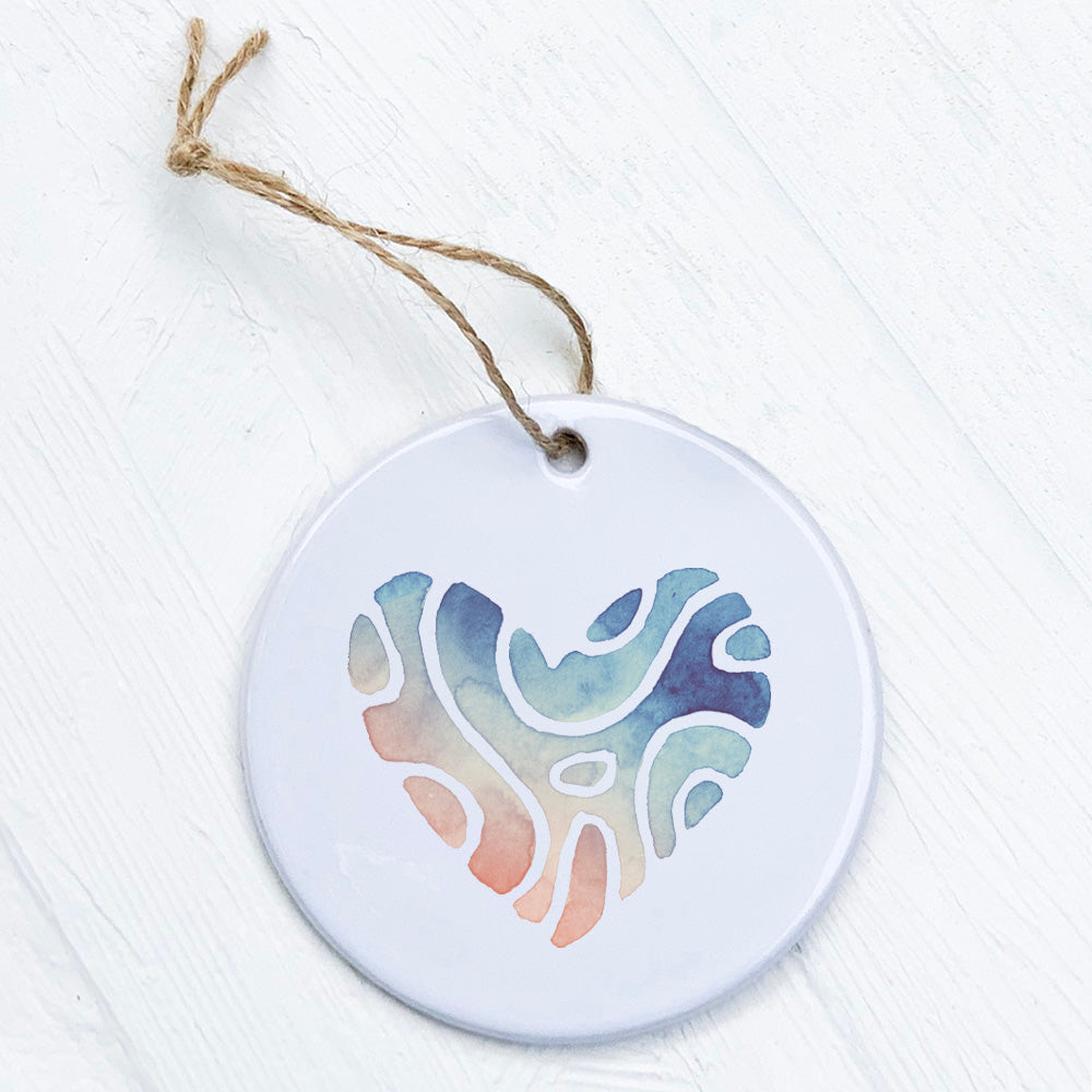 Abstract Beach Heart - Valentine's Day Ornament