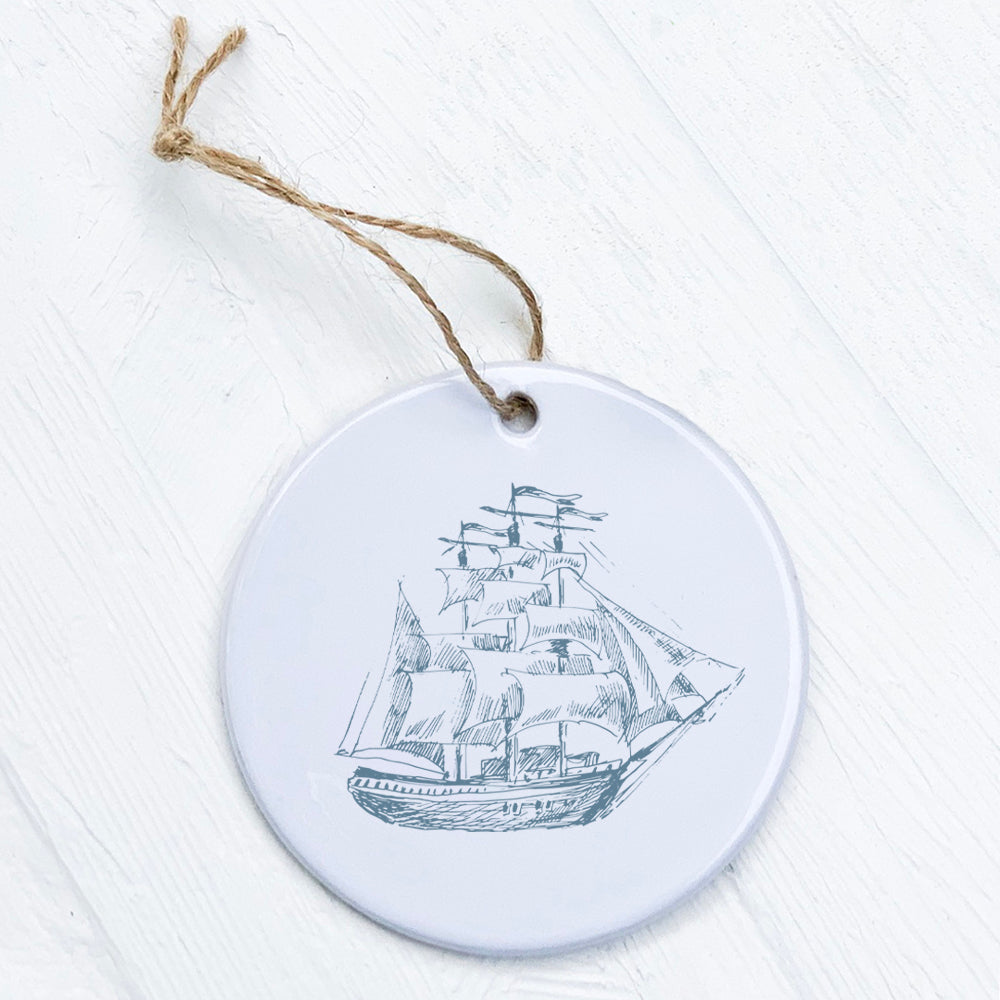 Hand Drawn Ship - Ornament