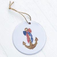 Anchor with Flag Bow - Ornament