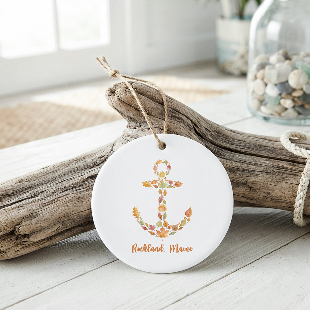 Autumn Leaves Anchor - Custom Ornament