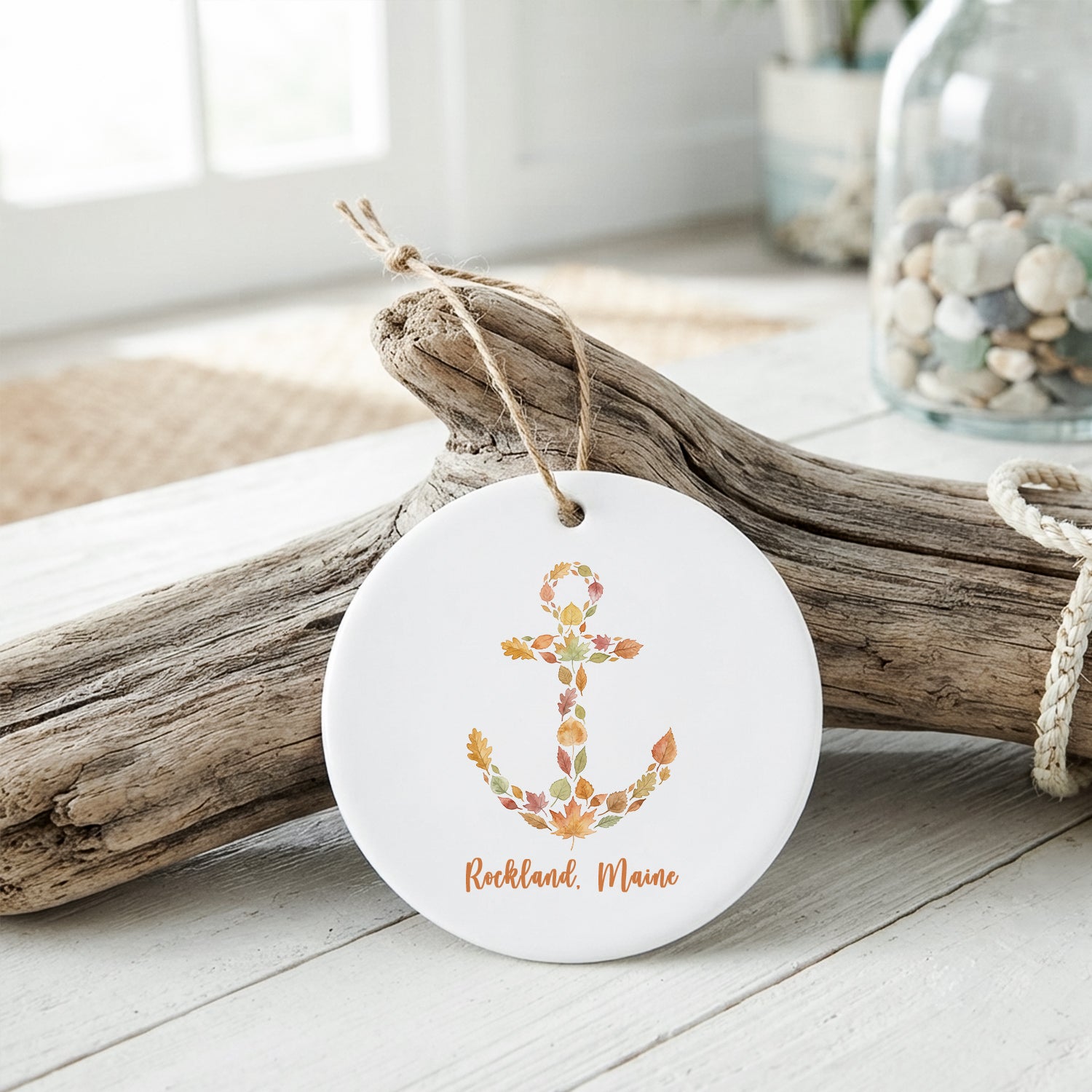Autumn Leaves Anchor - Custom Ornament