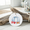 Crab & Blue Pinstripe Pumpkin - Ornament