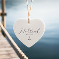 Script City State Anchor - Custom Heart Shaped Ornament