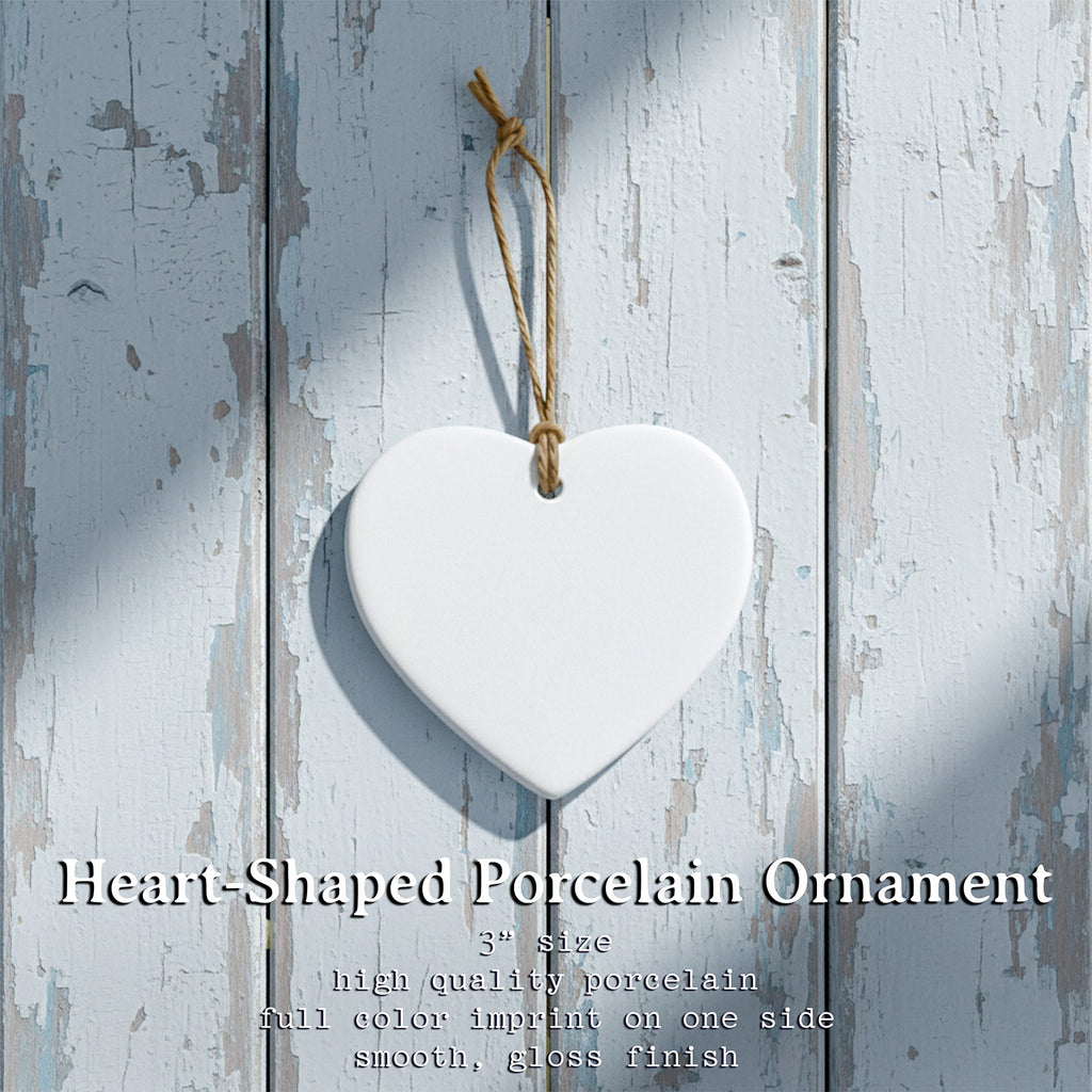 Zip Code with City State - Custom Heart Shaped Ornament