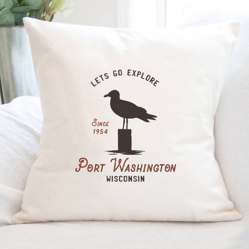 Let's Go Explore w/ City and State - Square Canvas Pillow