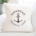 Anchor w/ City and State - Custom Square Canvas Pillow