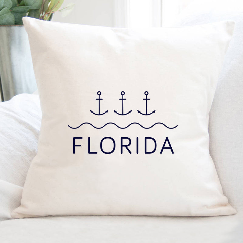 Three Anchors w/ State - Square Canvas Pillow