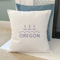 Three Anchors w/ State - Square Canvas Pillow