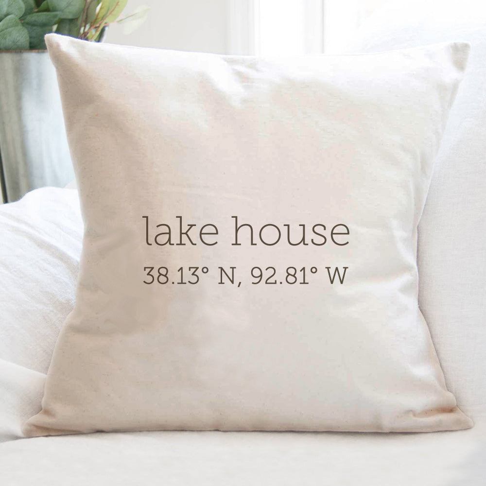 Lake House Coordinates - Custom Square Canvas Pillow