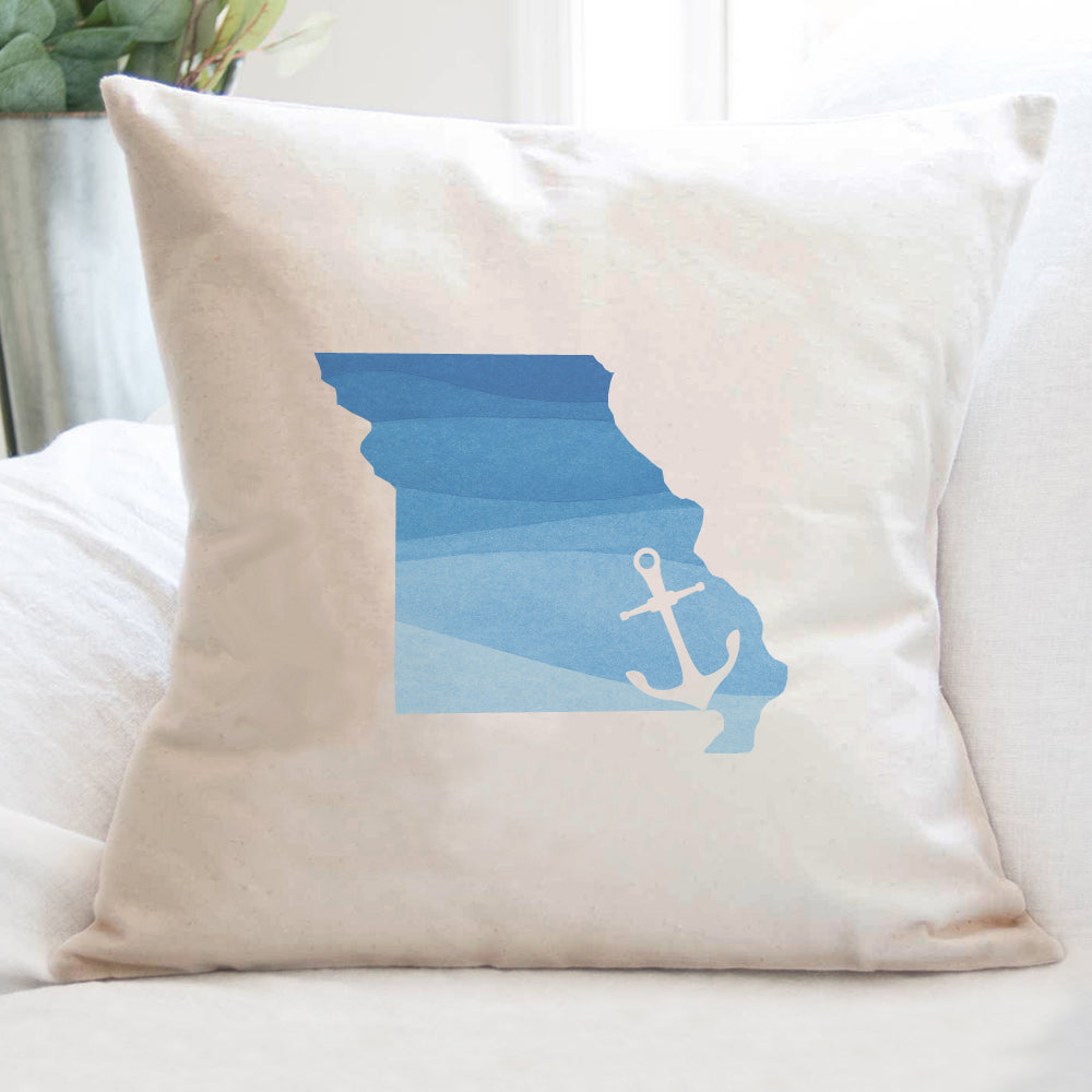 Watercolor State with Anchor - Custom Square Canvas Pillow