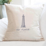 Lighthouse w/ City, State - Square Canvas Pillow