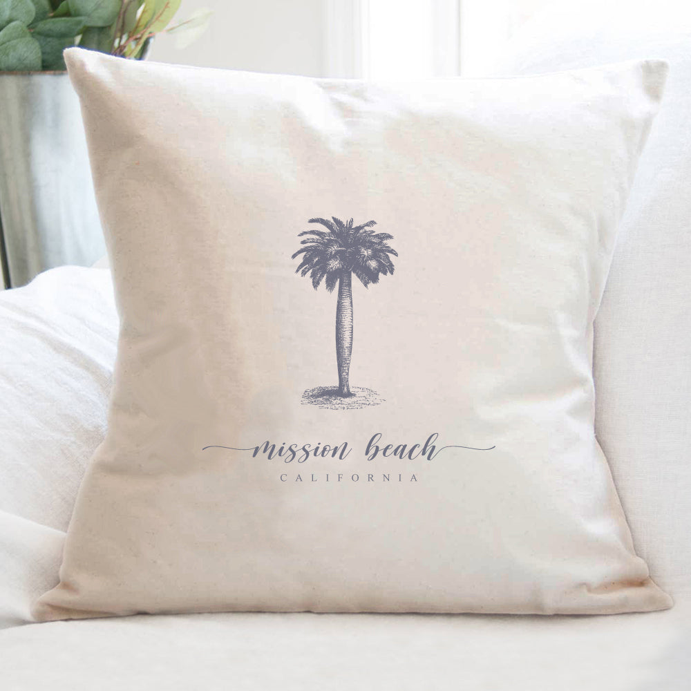 Palm Tree w/ City, State - Custom Square Canvas Pillow