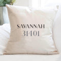 Classic Serif w/ City, Zip - Custom Square Canvas Pillow