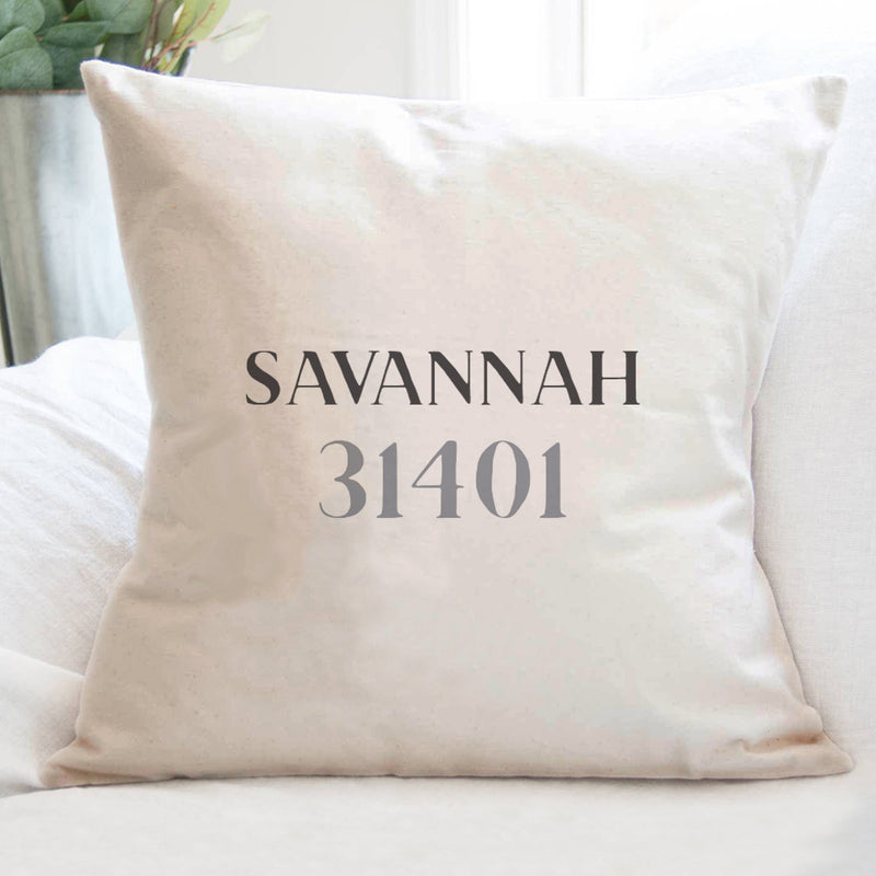 Classic Serif w/ City, Zip - Square Canvas Pillow