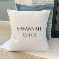 Classic Serif w/ City, Zip - Square Canvas Pillow