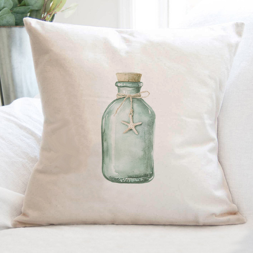 Sea Glass Bottle - Customizable Square Canvas Pillow