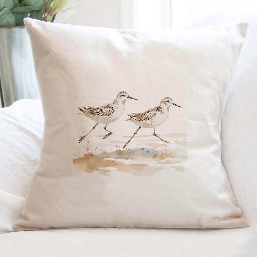 Watercolor Sandpipers - Square Canvas Pillow