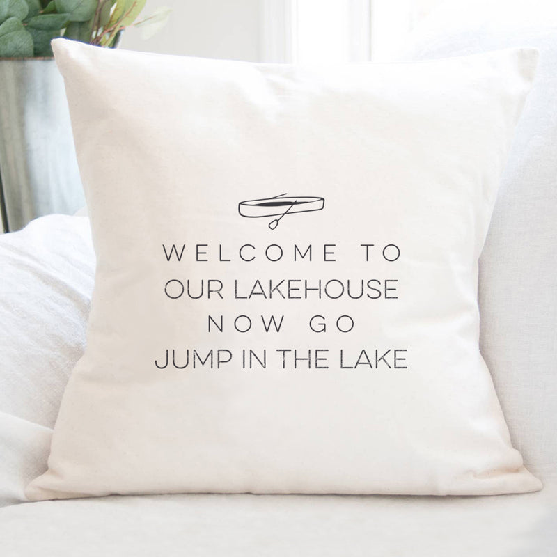 Welcome Lakehouse (Canoe) - Square Canvas Pillow