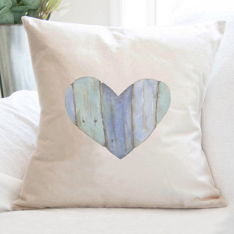 Coastal Wood Heart - Square Canvas Pillow