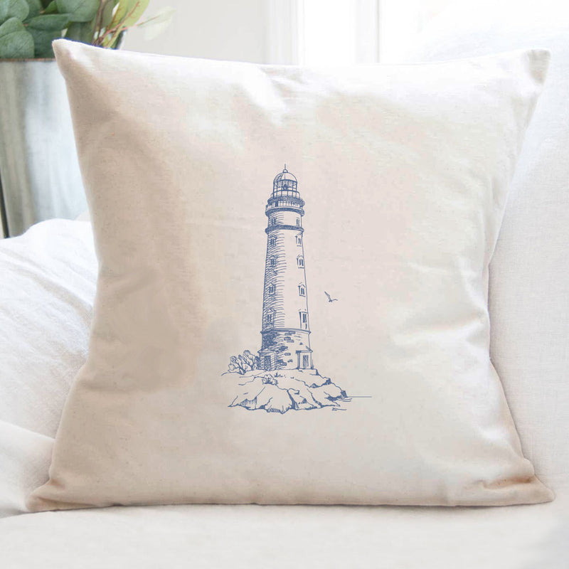 Sketched Lighthouse (Round) - Square Canvas Pillow
