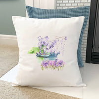 Watercolor Pond Scene (Boat) - Square Canvas Pillow