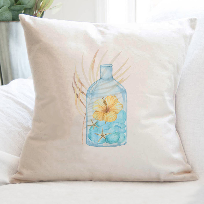Hibiscus in a Bottle - Square Canvas Pillow