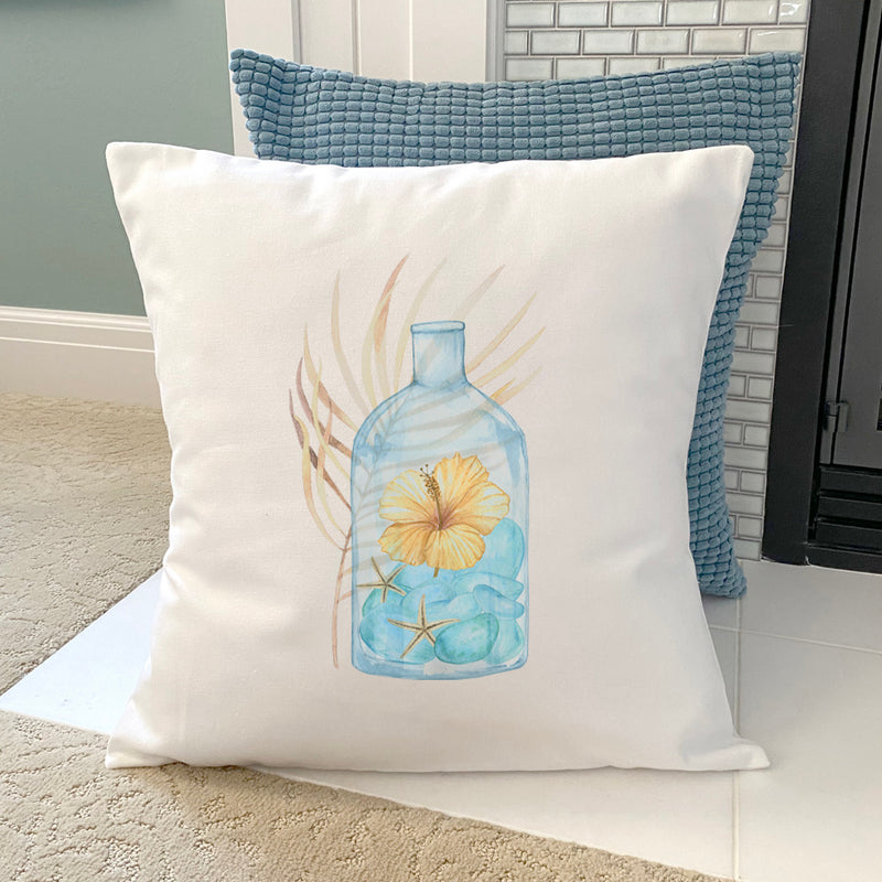 Hibiscus in a Bottle - Square Canvas Pillow