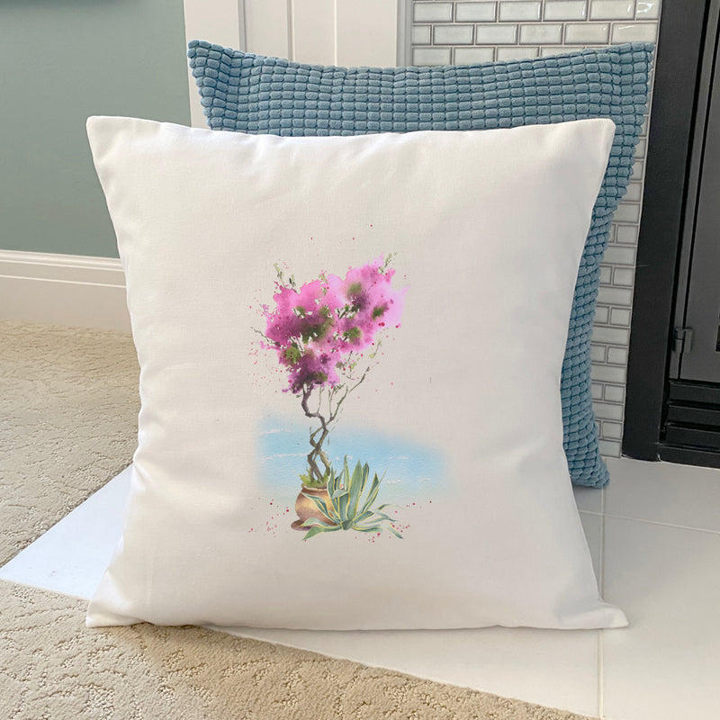 Watercolor Bougainvillea - Square Canvas Pillow