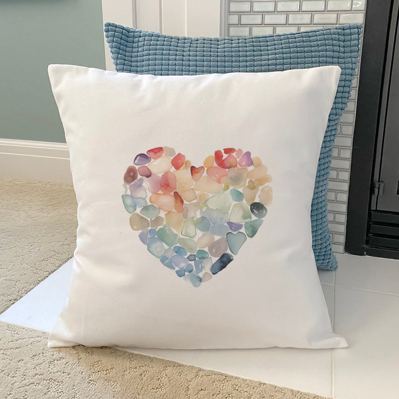 Sea Glass Heart - Valentine's Day Square Canvas Pillow