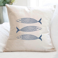 Hand Drawn Sardines - Square Canvas Pillow