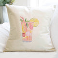 Strawberry Lemonade Watercolor - Square Canvas Pillow