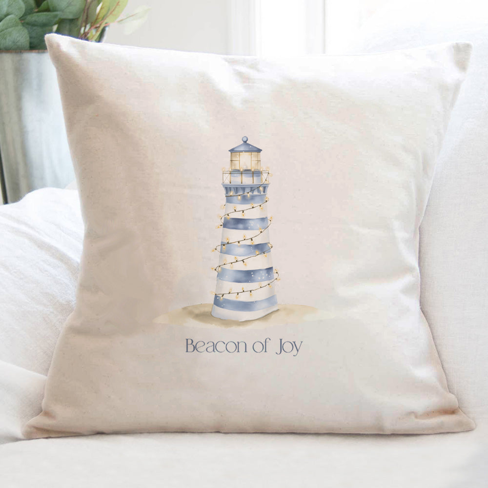 The Merry Lighthouse - Winter Customizable Square Canvas Pillow