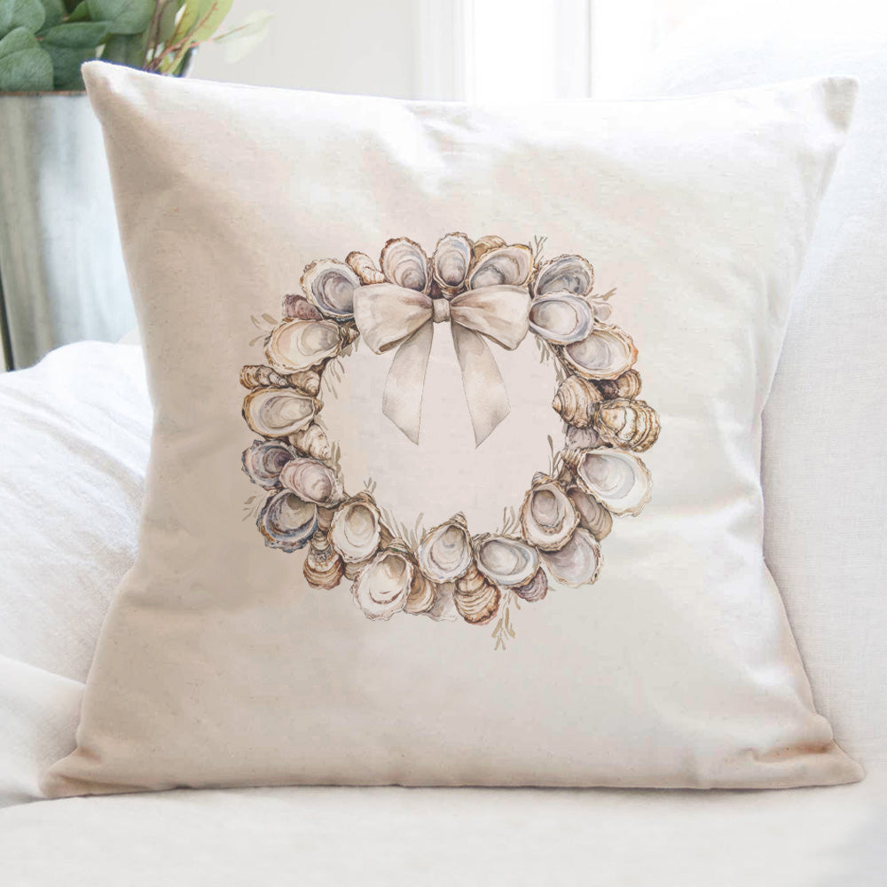 Oyster Wreath - Christmas Customizable Square Canvas Pillow