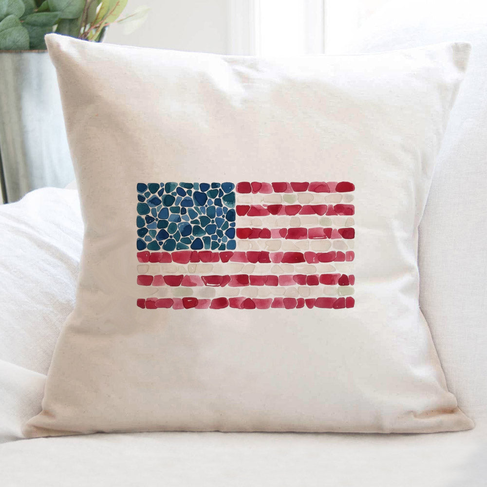 Sea Glass American Flag - Square Canvas Pillow