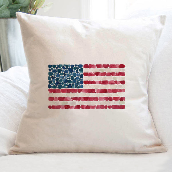 Sea Glass American Flag - Square Canvas Pillow