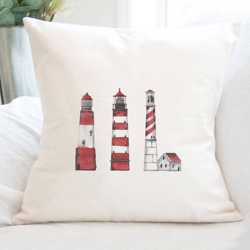 Red Lighthouses - Square Canvas Pillow