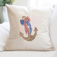 Anchor with Flag Bow - Square Canvas Pillow