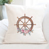Watercolor Floral Ship Wheel - Square Canvas Pillow