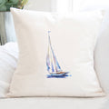 Watercolor Sailboat (Blue) - Square Canvas Pillow