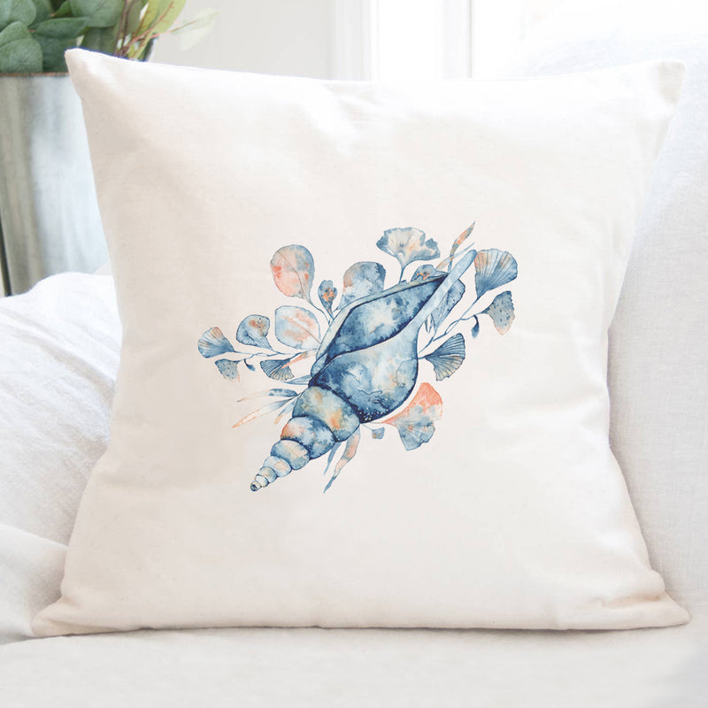 Watercolor Tulip Shell - Square Canvas Pillow