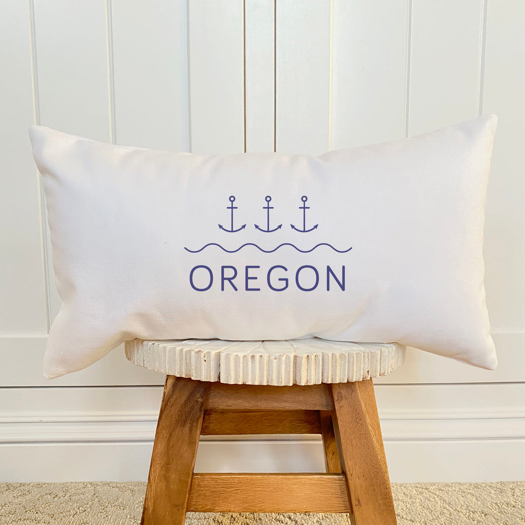 Three Anchors w/ State - Custom Rectangular Canvas Pillow
