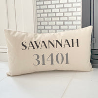 Classic Serif w/ City, Zip - Rectangular Canvas Pillow