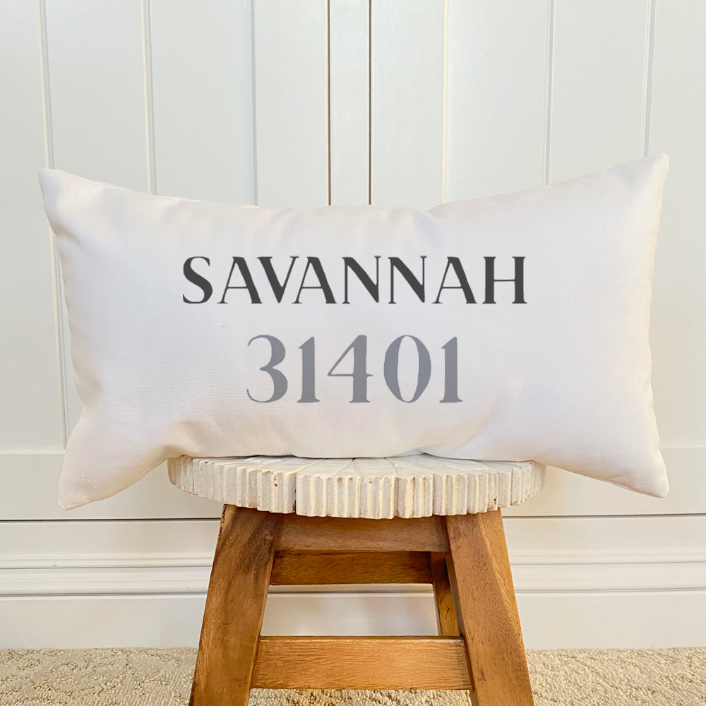 Classic Serif w/ City, Zip - Custom Rectangular Canvas Pillow