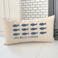 Hand Drawn Fish City State - Rectangular Canvas Pillow