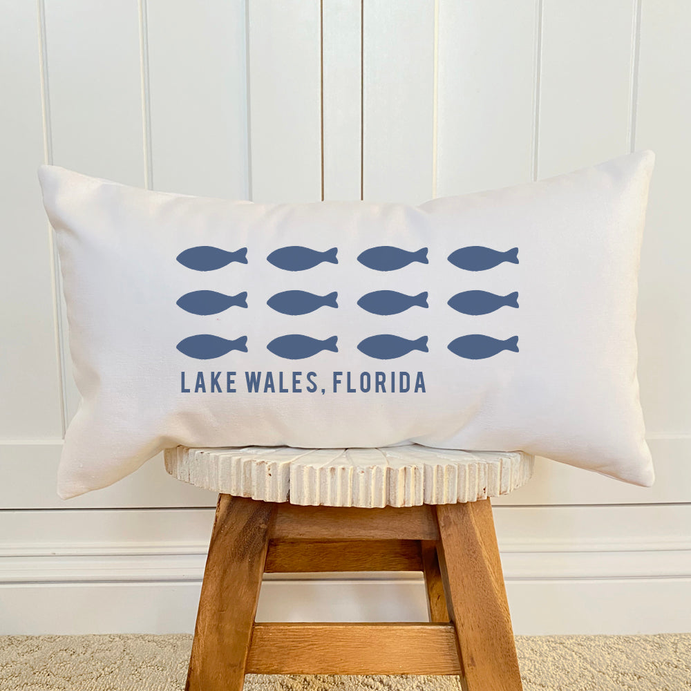 Hand Drawn Fish City State - Custom Rectangular Canvas Pillow