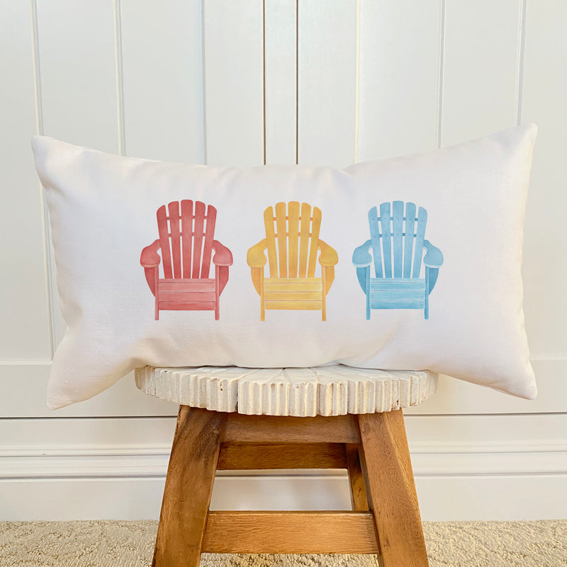 Three Adirondack Chairs - Rectangular Canvas Pillow
