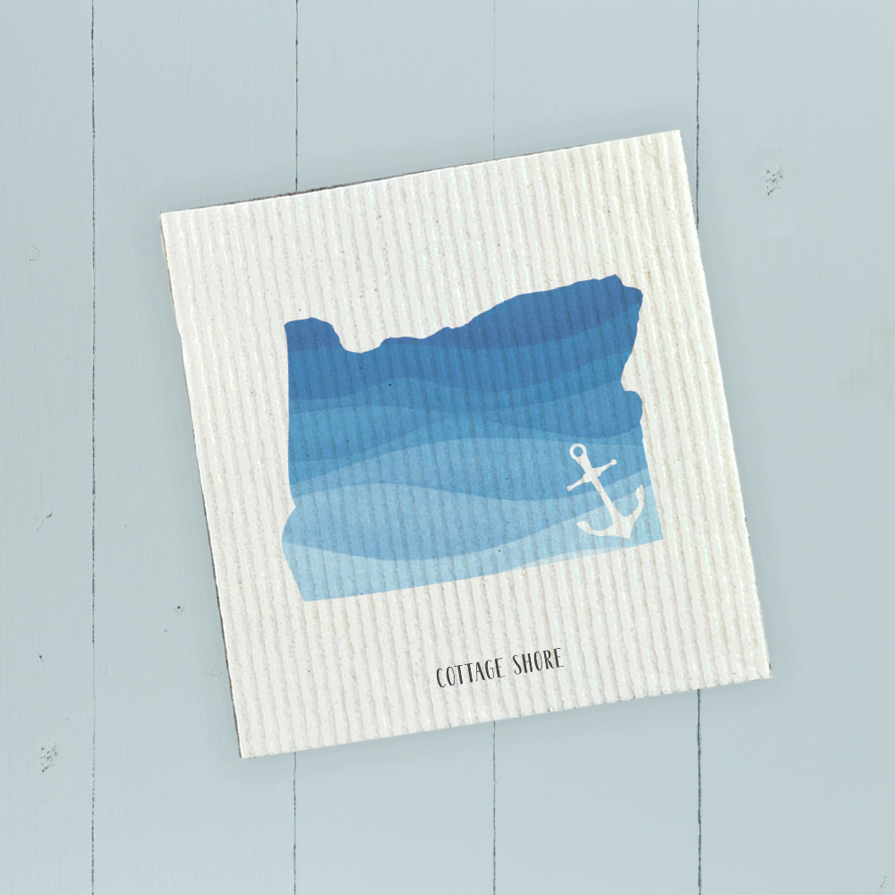 Watercolor State with Anchor - Custom Swedish Dish Cloth