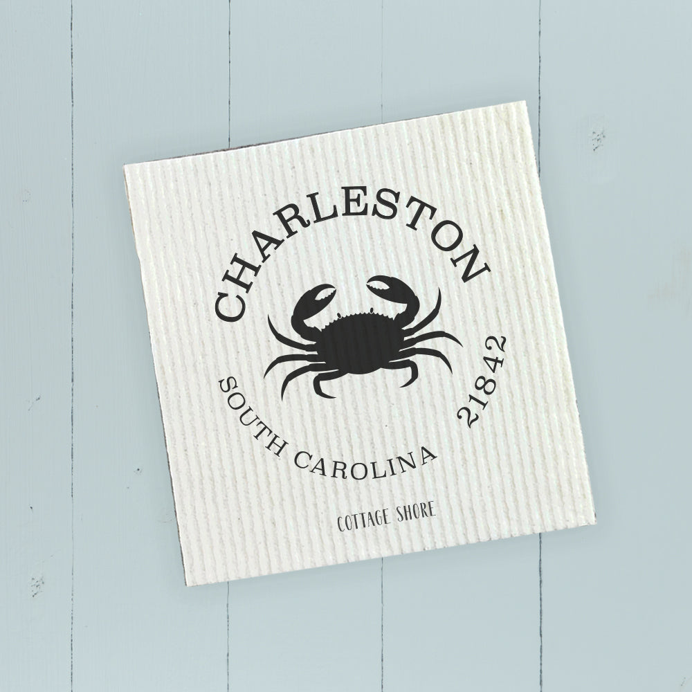 Crab w/ City and State - Custom Swedish Dish Cloth