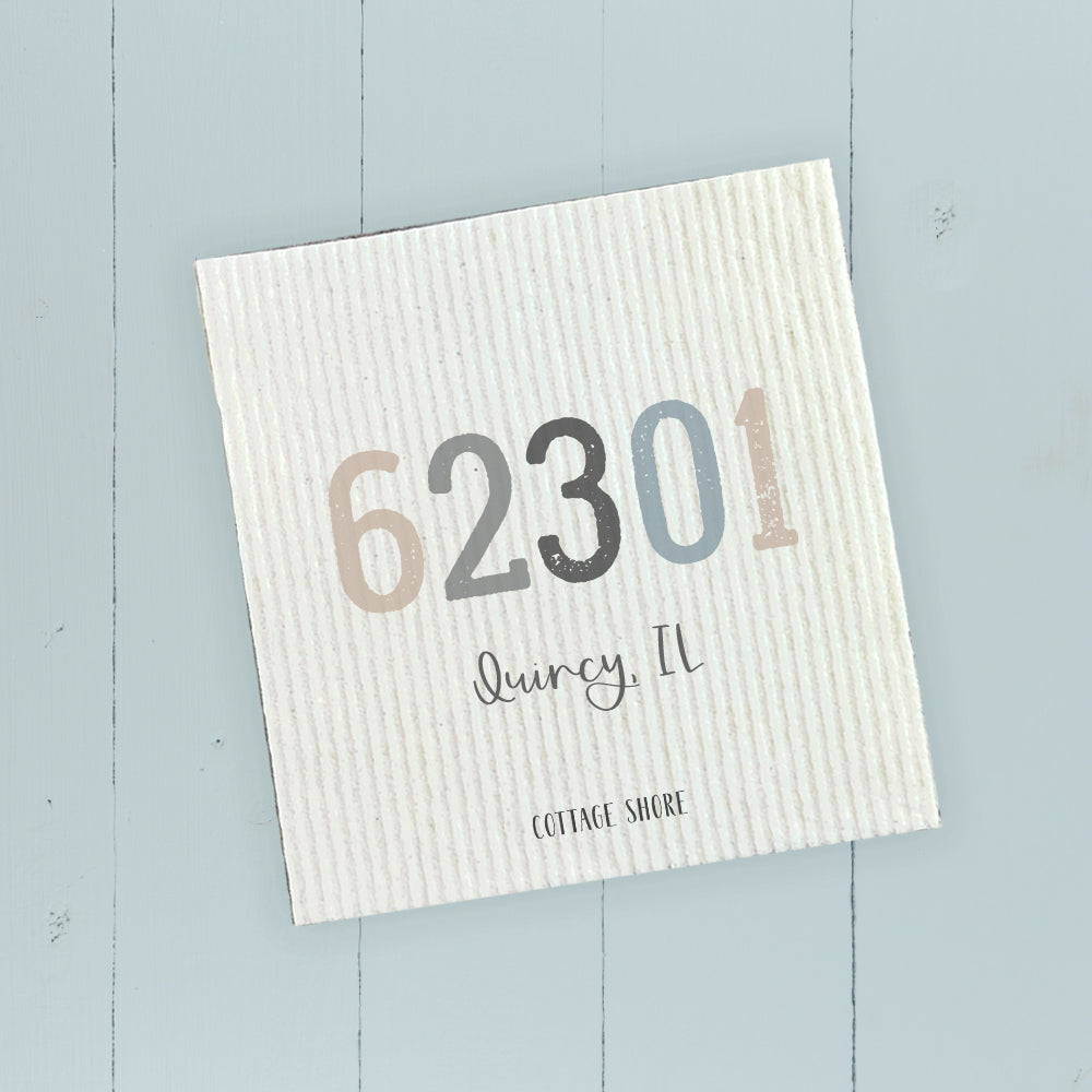 Zip Code w/ City and State - Custom Swedish Dish Cloth